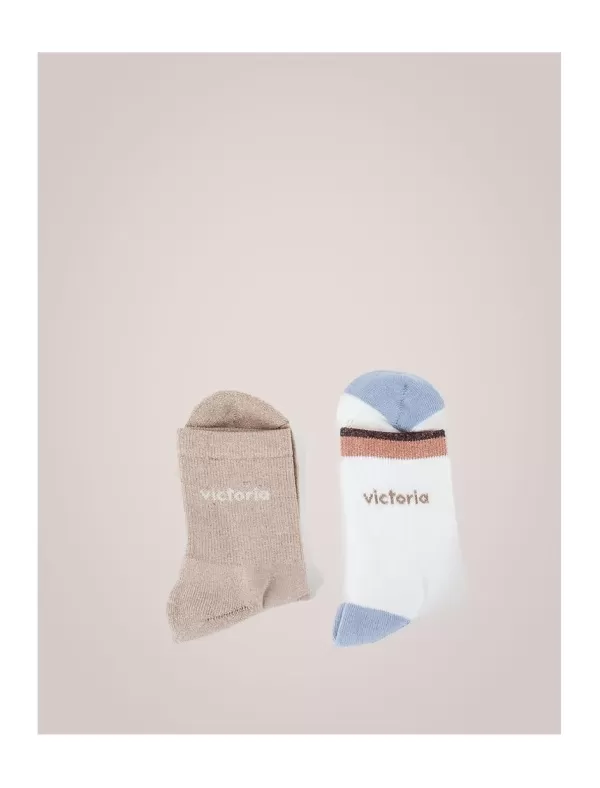VICTORIA Calcetin Mujer Lurex Beig>Mujer Calcetines