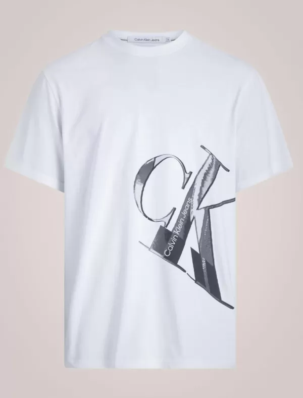 CALVIN KLEIN Camiseta Hombre Hyper Real Slanted Ck Tee Blanco>Hombre Camisetas