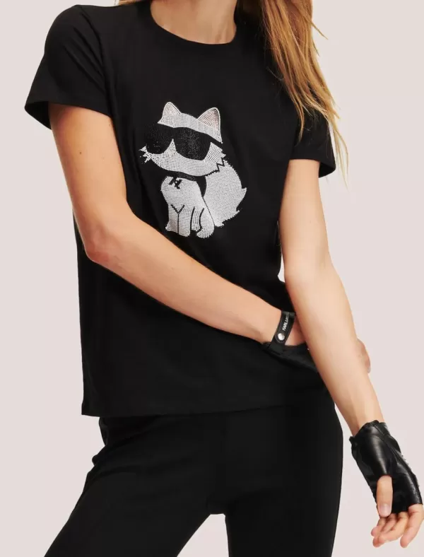 KARL LAGERFELD Camiseta Ikonik 2.0 Choupette Rs Tee Negro>Mujer Camisetas
