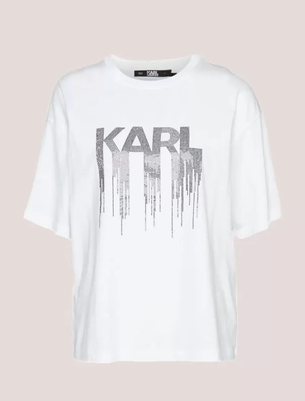 KARL LAGERFELD Camiseta Rhinestone T-Shirt Blanco>Mujer Camisetas