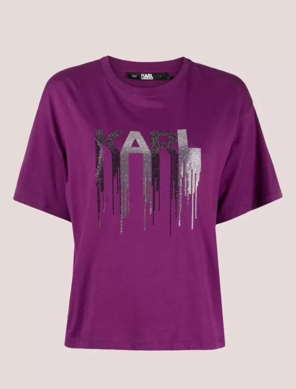 KARL LAGERFELD Camiseta Rhinestone T-Shirt Fuxia>Mujer Camisetas