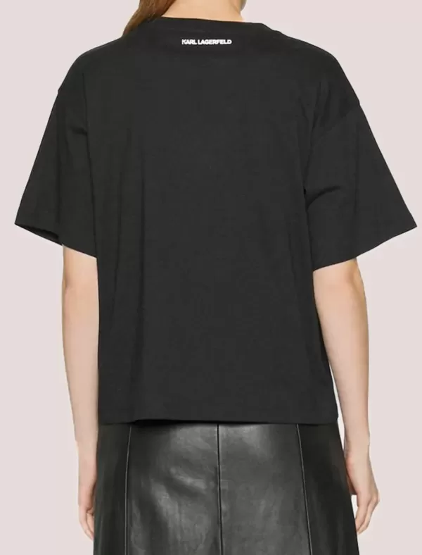 KARL LAGERFELD Camiseta Rhinestone T-Shirt Negro>Mujer Camisetas