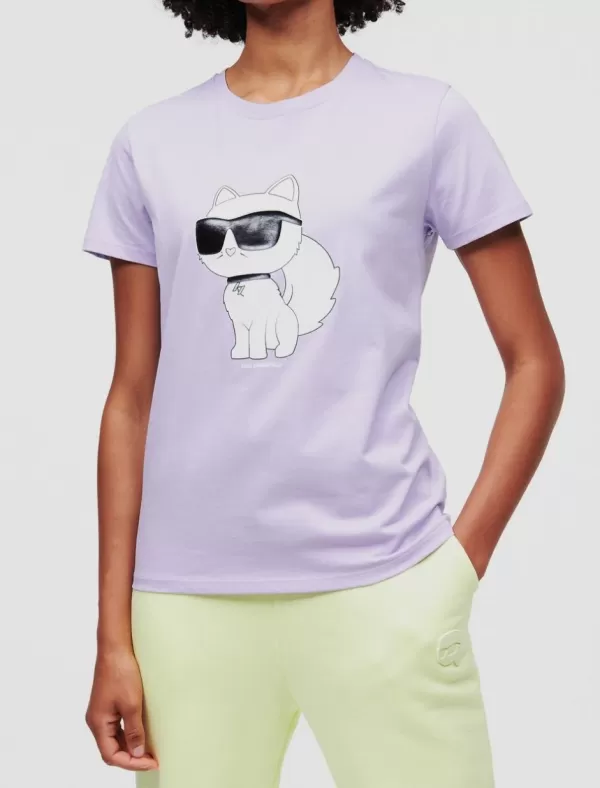 KARL LAGERFELD Camisetas Ikonik 2.0 Choupette T-Shirt Lila>Mujer Camisetas