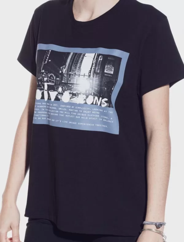 OBVIO Camisetas Eubea Negro>Mujer Camisetas