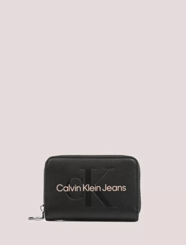 CALVIN KLEIN Cartera Mujer Sculpted Med Zip Aroundmono Negro>Mujer Carteras