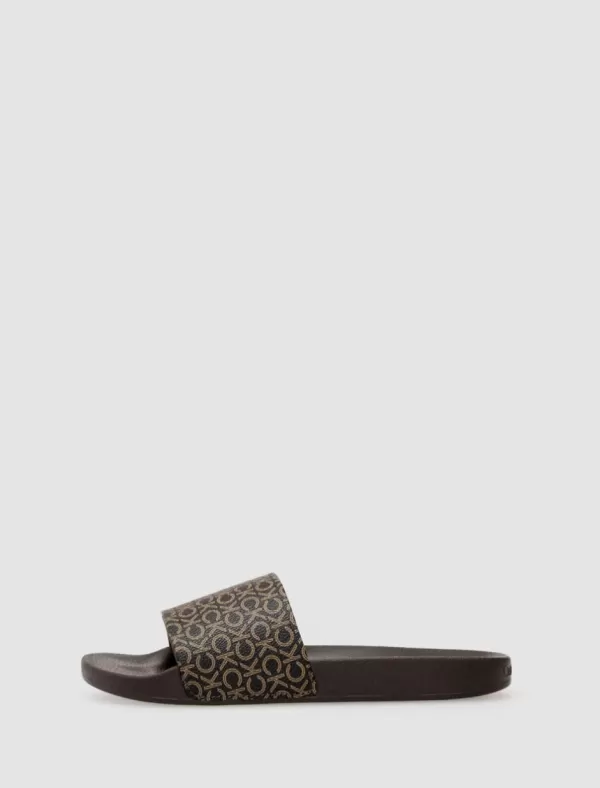 CALVIN KLEIN Chancla Pool Slide-W/Hw Marron>Mujer Chanclas
