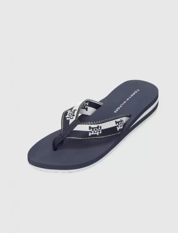 TOMMY HILFIGER Chancla Th Colorblock Webbing Sandal Marino>Mujer Chanclas