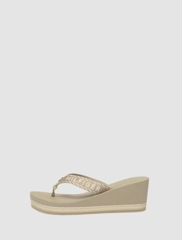 TOMMY HILFIGER Chancla Tommy Webbing H Wedgw Sandal Beig>Mujer Chanclas