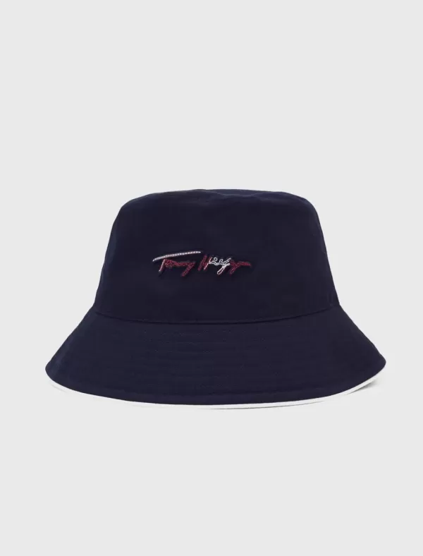 TOMMY HILFIGER Gorros Mujer Iconic Signature Bucket Hat Marino>Mujer Gorros