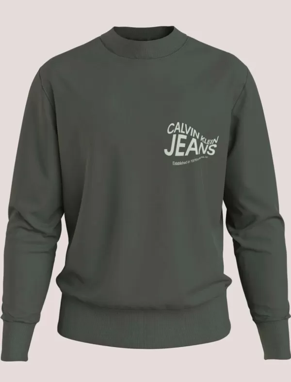 CALVIN KLEIN Sudadera Hombre Future Motion Graphic Crew Neck Verde>Hombre Sudaderas
