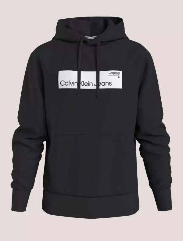 CALVIN KLEIN Sudadera Hombre Hyper Real Box Logo Hoodie Negro>Hombre Sudaderas