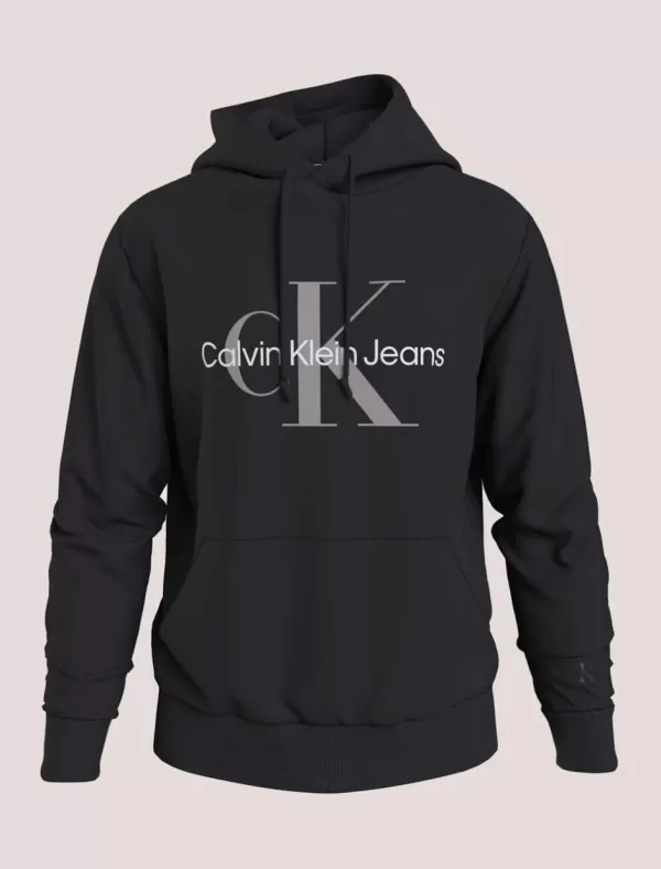 CALVIN KLEIN Sudadera Hombre Seasonal Mono Logo Regular Hoodie Negro>Hombre Sudaderas