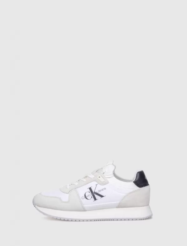 CALVIN KLEIN Zapatilla Runner Sock Laceup Ny-Lth Blanco>Mujer Zapatillas