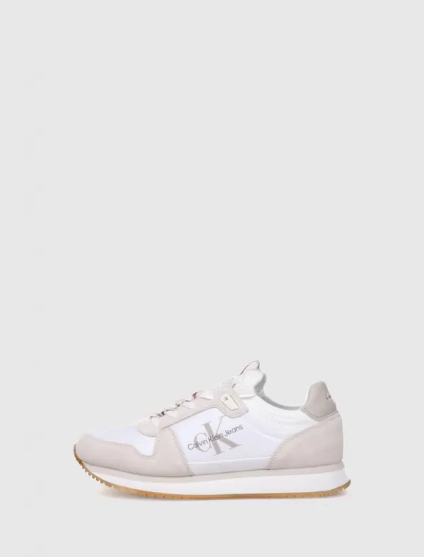 CALVIN KLEIN Zapatilla Runner Sock Laceup Ny-Lth Blanco>Mujer Zapatillas