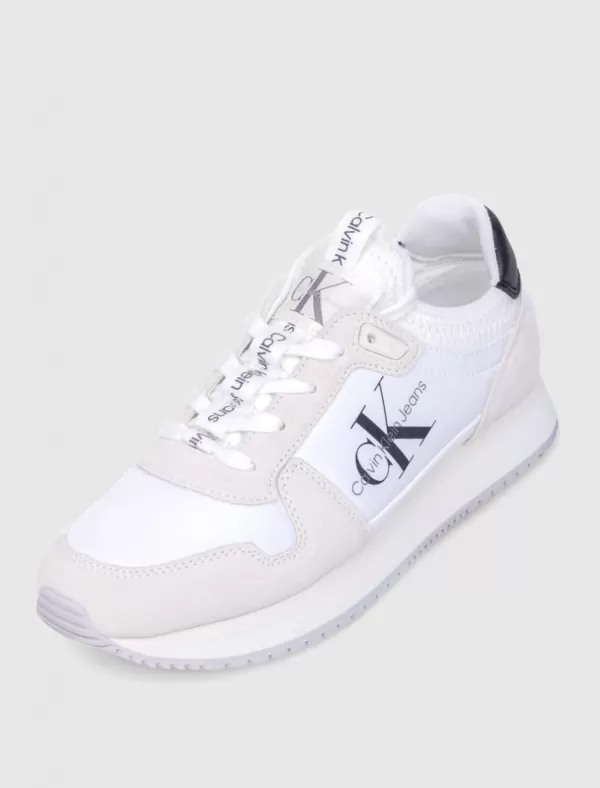 CALVIN KLEIN Zapatilla Runner Sock Laceup Ny-Lth Blanco>Mujer Zapatillas