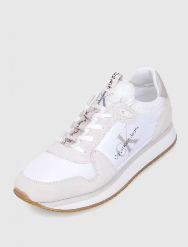 CALVIN KLEIN Zapatilla Runner Sock Laceup Ny-Lth Blanco>Mujer Zapatillas